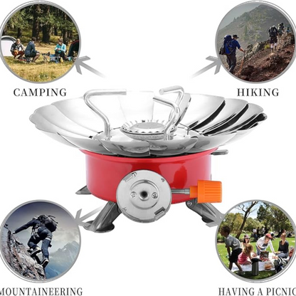 Mini Camping Stove – Windproof Foldable Portable Gas Burner for Outdoor Cooking, Survival, Backpacking, Hiking & Camping