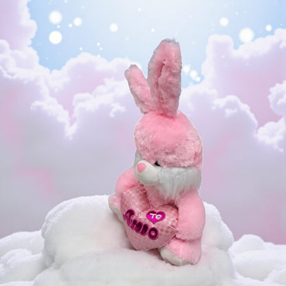 Easter Plush Bunny 54cm Pink & White | Soft Stuffed Rabbit with Colorful Bow | Cute Decorative & Huggable Toy Gift - Damoo
