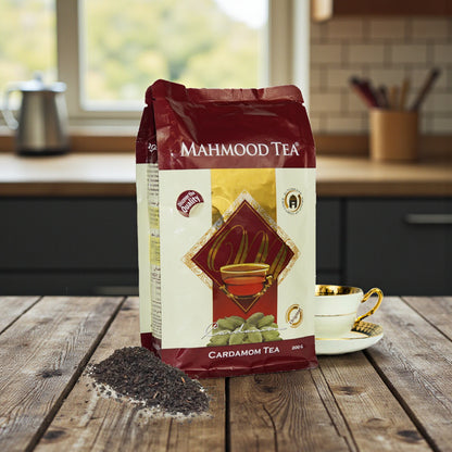 Mahmood Premium Ceylon Black Tea with Natural Cardamom Flavor 500g – Loose Leaf Strong Karak Tea for Authentic Taste & Aroma - Damoo