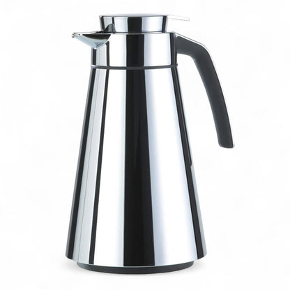 Emsa Cone Thermal Jug Swirl 1 L – Metallic Silver | Premium German-Made Vacuum Flask with Glass Liner for Hot & Cold Drinks - Damoo