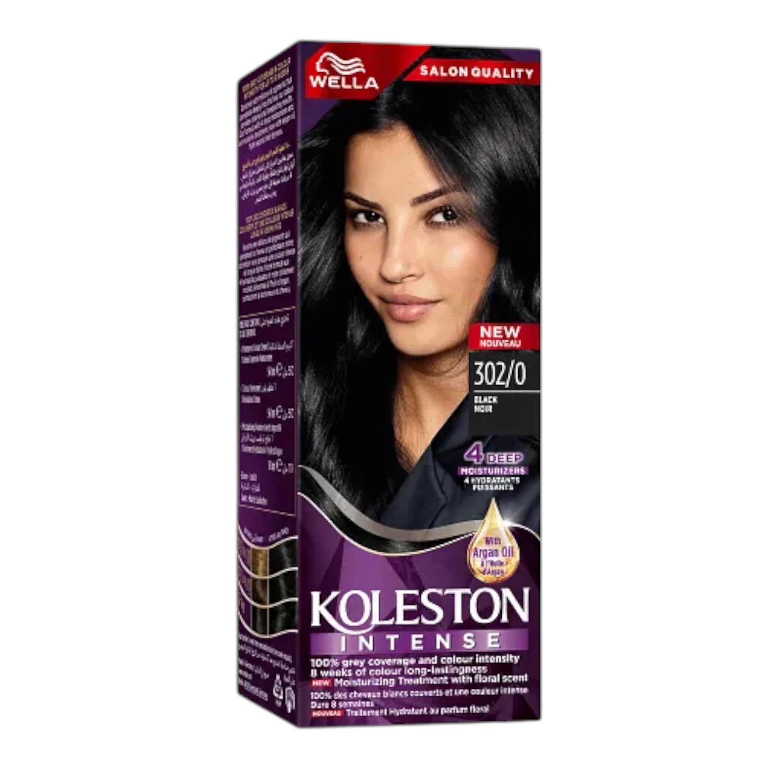 Wella Koleston Intense 302/0 Black Permanent Hair Color – 100% Grey Coverage, 4 Deep Moisturizers, Argan Oil Treatment – Long-Lasting Color for Up to 8 Weeks – Salon Quality - Damoo