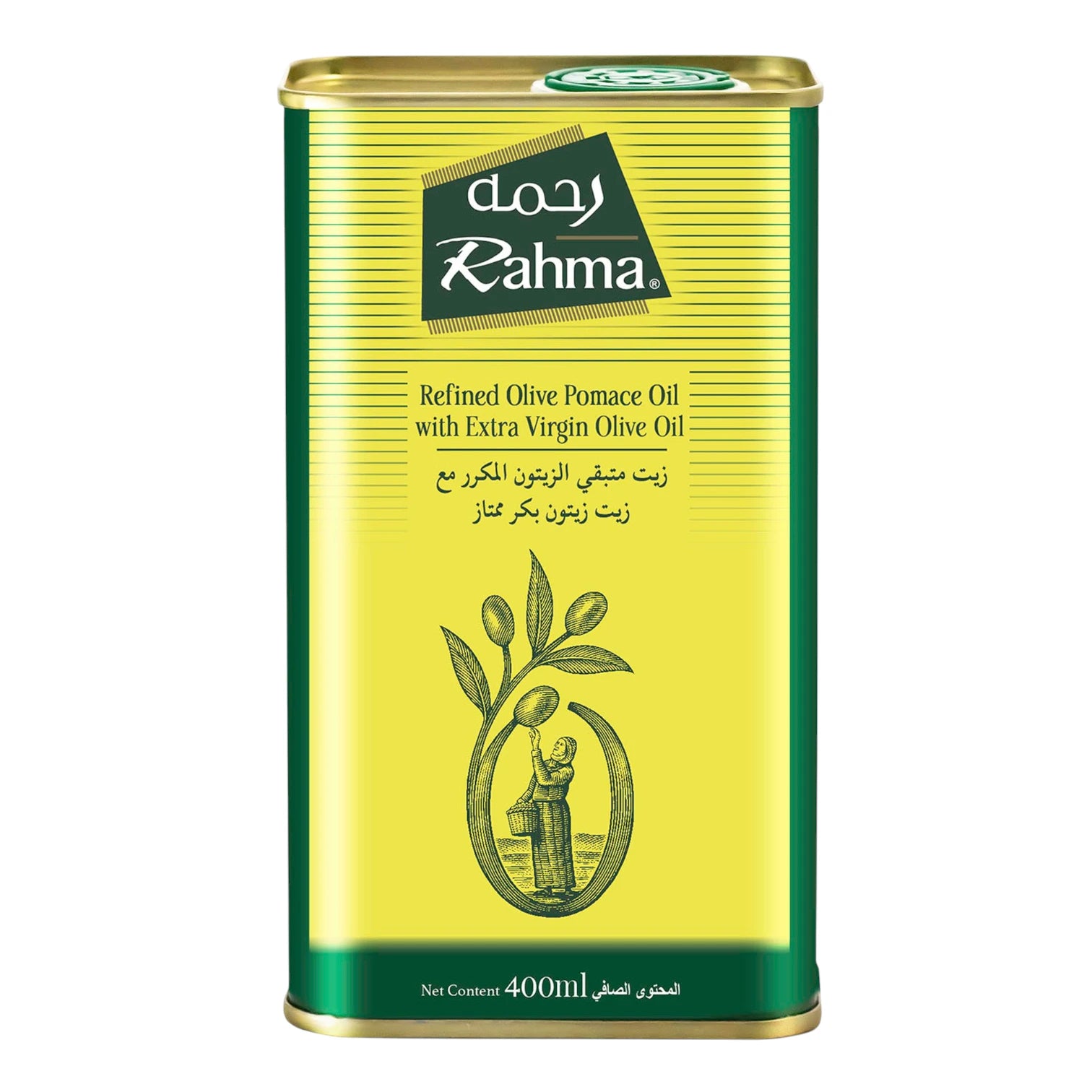 Rahma Olive Pomace Oil with Extra Virgin Olive Oil – High Smoke Point All-Purpose Cooking Oil, 400ml Tin - Damoo