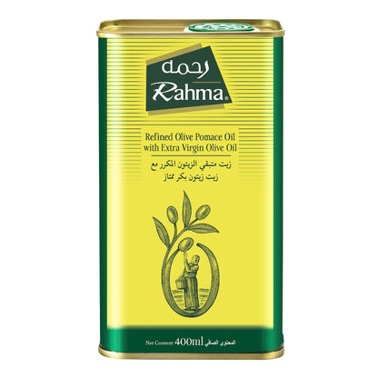 Rahma Olive Pomace Oil with Extra Virgin Olive Oil – High Smoke Point All-Purpose Cooking Oil, 400ml Tin - Damoo