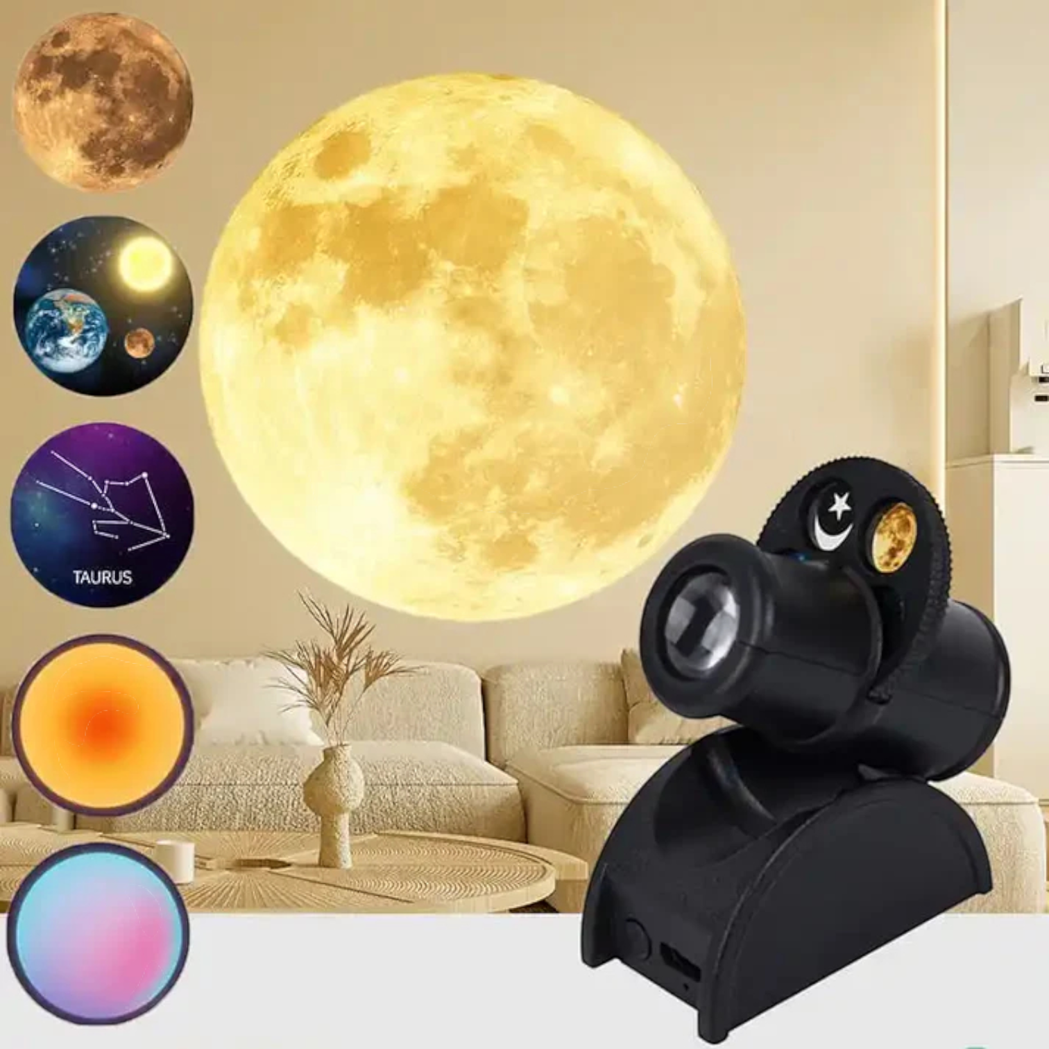 Projection Lamp with Interchangeable Film Slides – 4K Ultra HD Crystal Clear Display, USB Rechargeable Night Light Projector for Home, Kids Room, and Party Decoration - Damoo