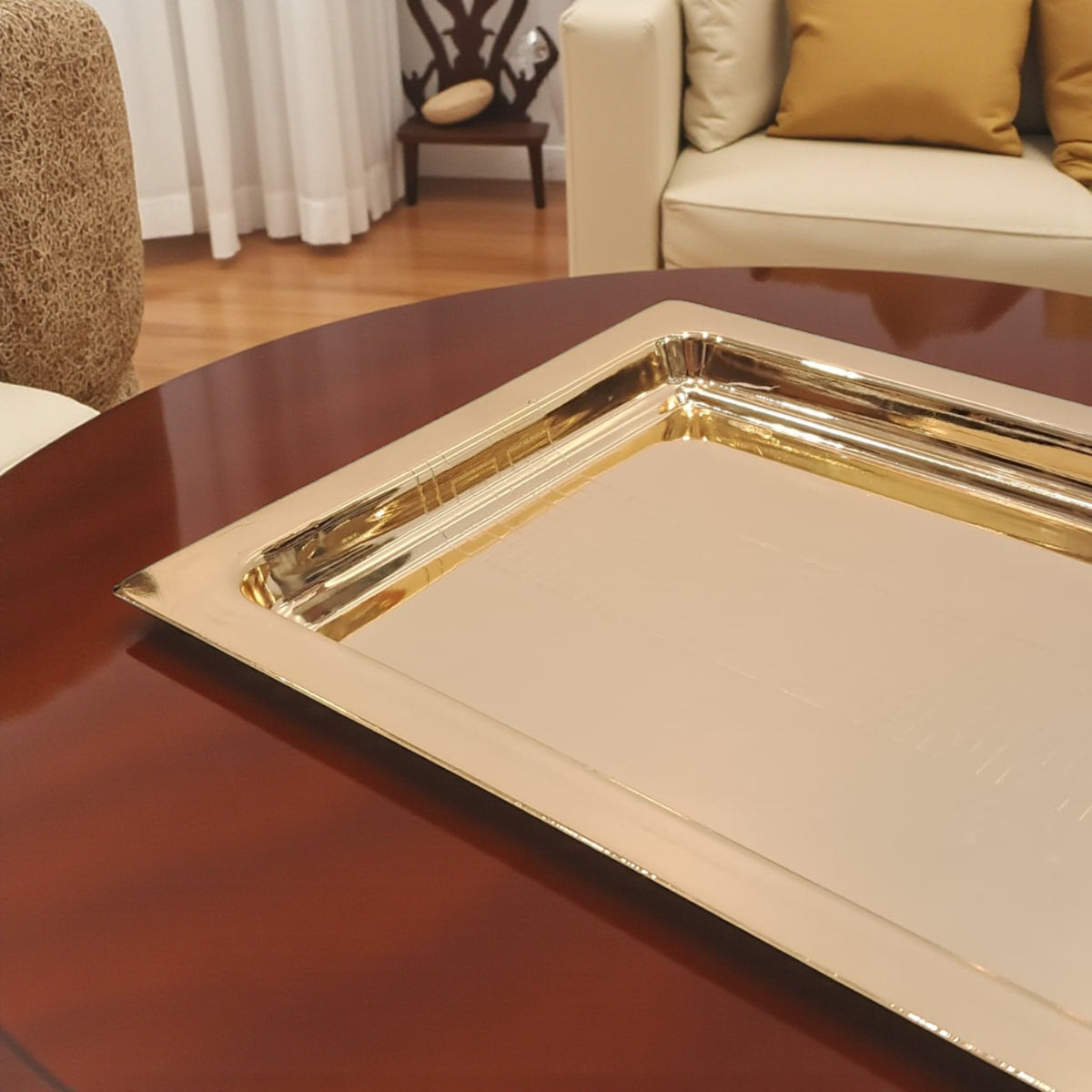 Luxury Gold Stainless Steel Serving Tray – Sleek Handle less Rectangular Metal Tray for Modern Home, Café, or Event Décor - Damoo