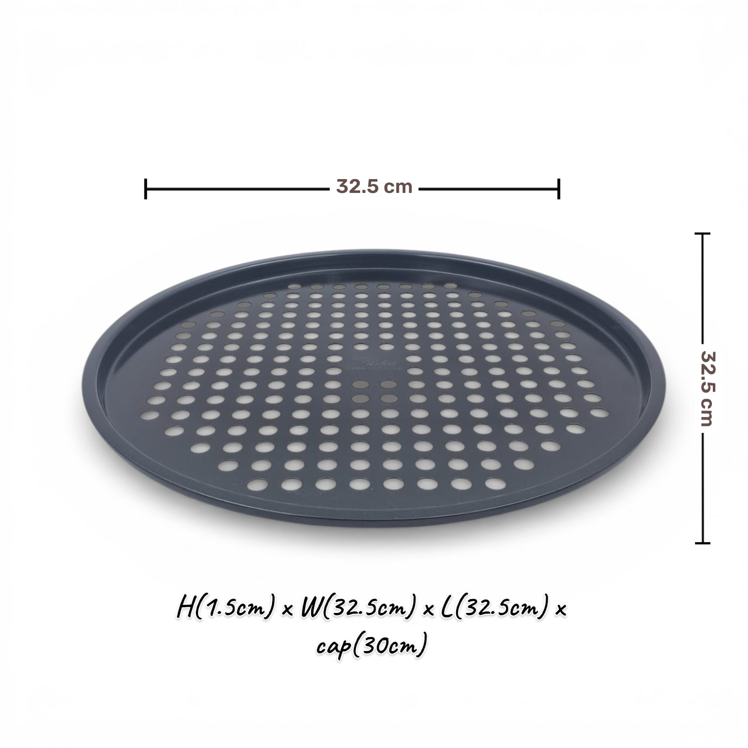 AK Bakers Select Perforated Non-Stick Pizza Tray – Crispy Base Pizza Baking Pan (1.5H x 32.5L × 32.5W CM) - Damoo