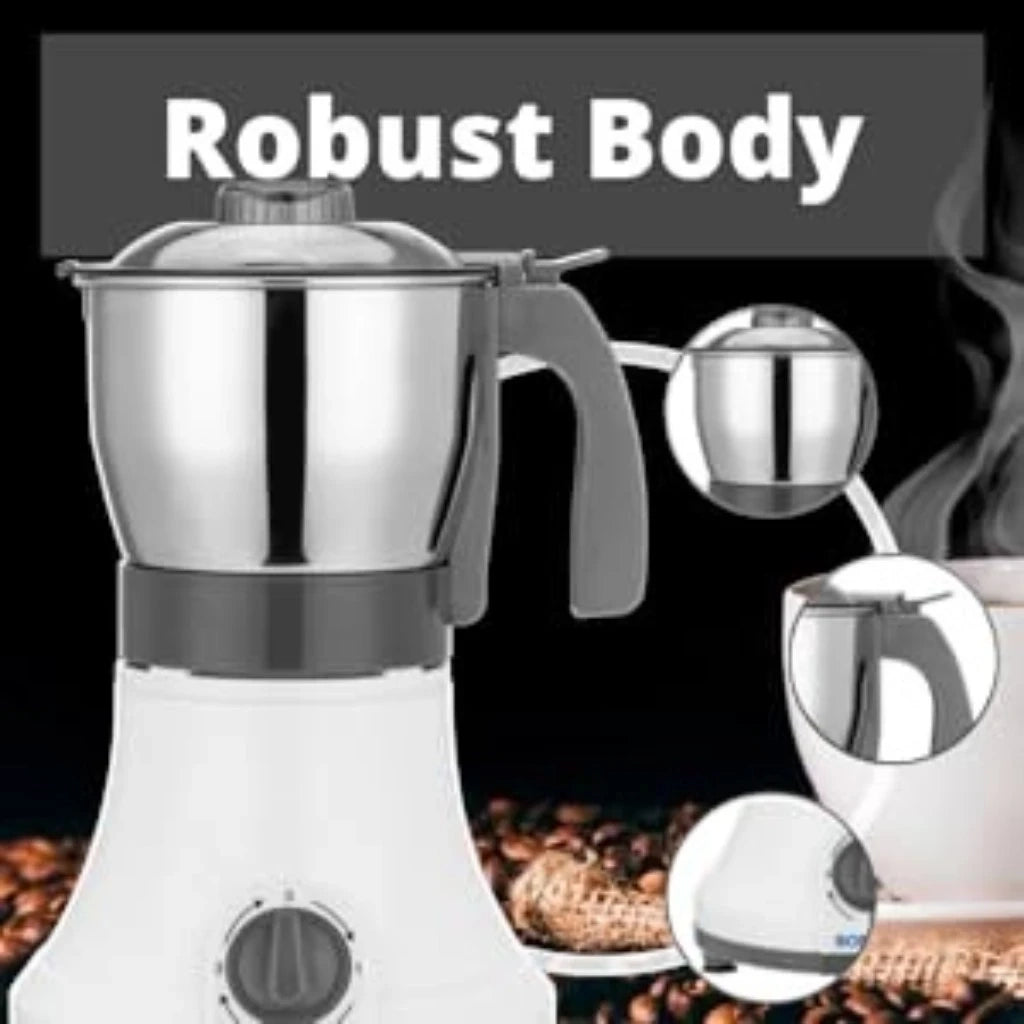 Sonashi Coffee/Spice Grinder – 0.8L, Detachable Stainless Steel Jar, 3-Speed Mixer Grinder, Overheat Protection, 350W Electric Coffee Bean Grinder, Ideal for Spices, Nuts & Dried Fruits – White/Silver/Grey - SCG-4006 - Damoo