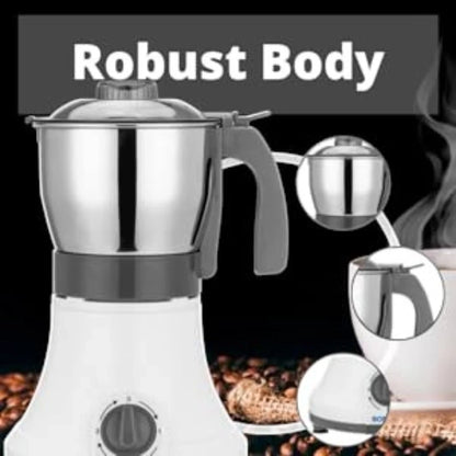 Sonashi Coffee/Spice Grinder – 0.8L, Detachable Stainless Steel Jar, 3-Speed Mixer Grinder, Overheat Protection, 350W Electric Coffee Bean Grinder, Ideal for Spices, Nuts & Dried Fruits – White/Silver/Grey - SCG-4006 - Damoo