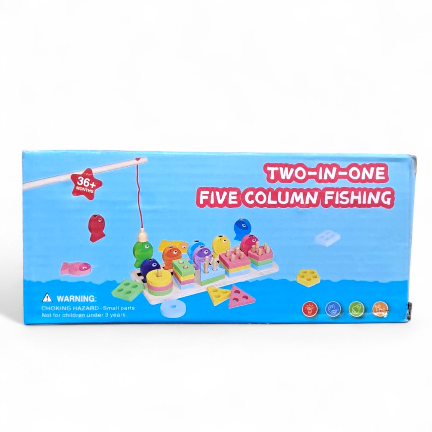 2-in-1 Wooden Fishing Game & Shape Sorting Toy – Five Column Educational Puzzle | Montessori Learning Toy for Toddlers & Kids (36+ Months) - Damoo