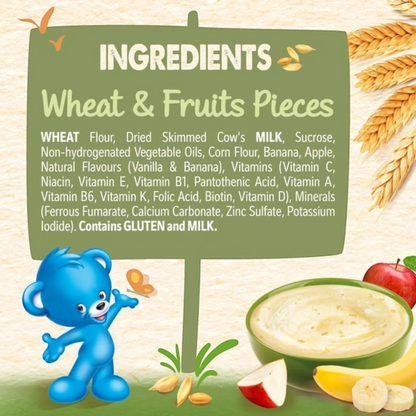 Nestlé Cerelac Wheat & Fruit Pieces Infant Cereal – 400g | With Iron+ & Milk Powder | From 8 Months | Supports Immunity & Brain Development - Damoo