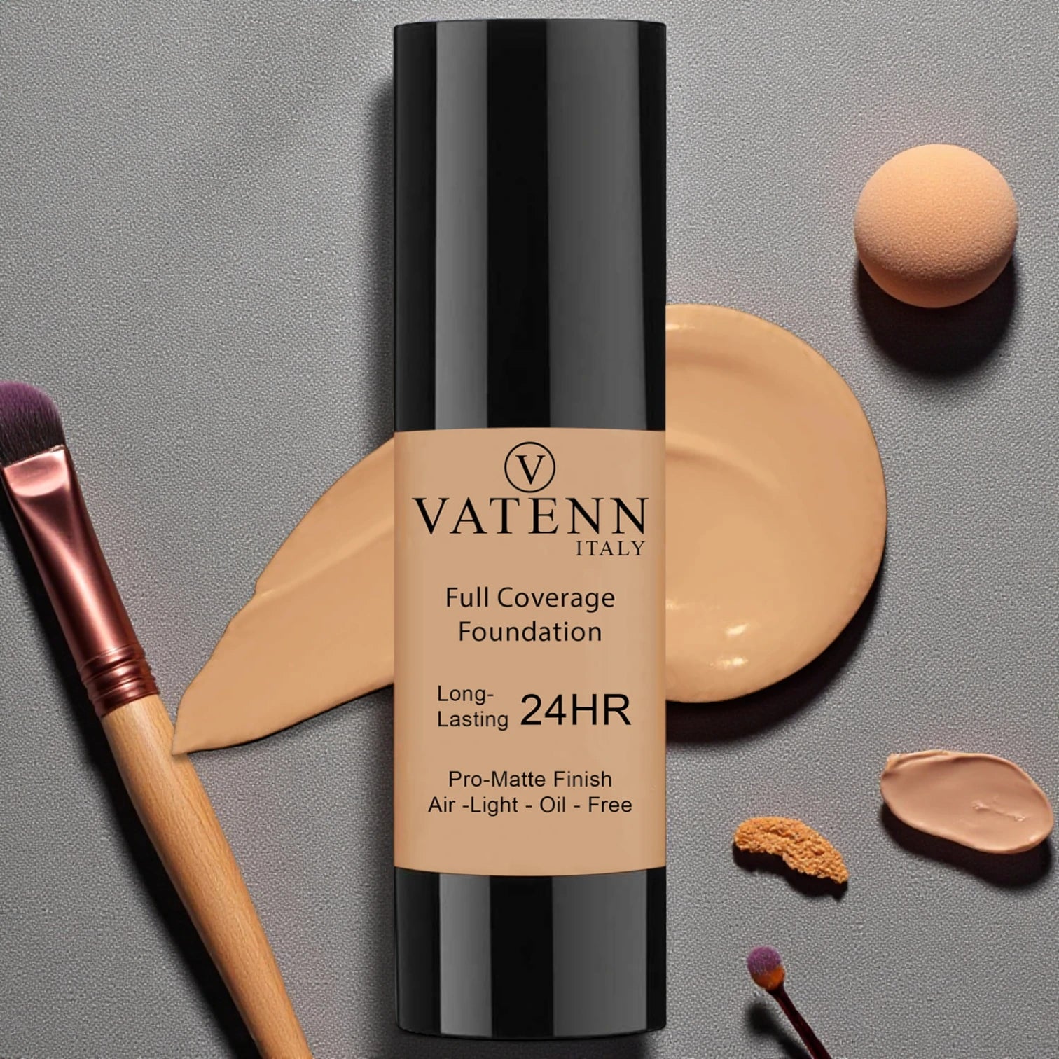 Vatenn Italy Full Coverage Foundation – Shade #155 Tan. Long-lasting, lightweight foundation with smooth, flawless finish. Available in matte, dewy & natural finishes. - Damoo
