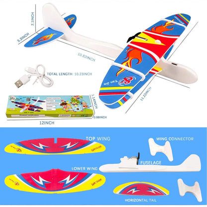 YAN JIE Motorized Rechargeable Hand Throw Flying Glider Plane | Foam RC Model Toy with USB Charging, Fall-Resistant, Long-Flight Outdoor Airplane for Kids & Adults