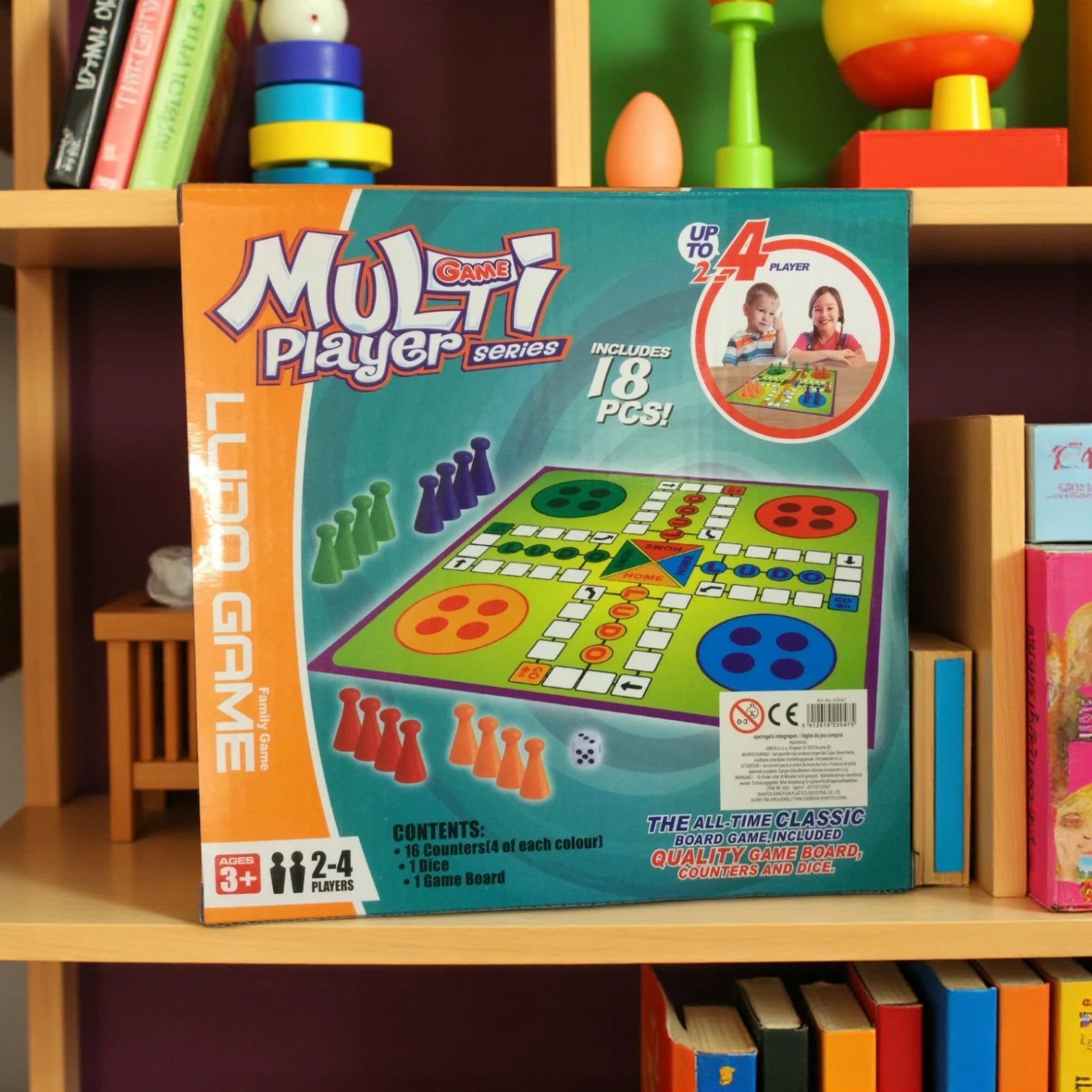 2x LUDO Board Game Multiplayer Series | Classic Family Game for 2-4 Players | Includes Pawns, Dice & Playing Field | Kids 3+
