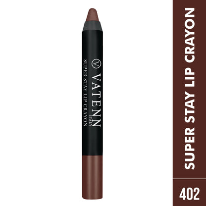 Vatenn Italy Super Stay Lip Crayon Lipstick – Shade 402 Cashmere | Everyday Nude Matte Finish, Waterproof, Smudge-Proof & Long-Lasting Comfort - Damoo