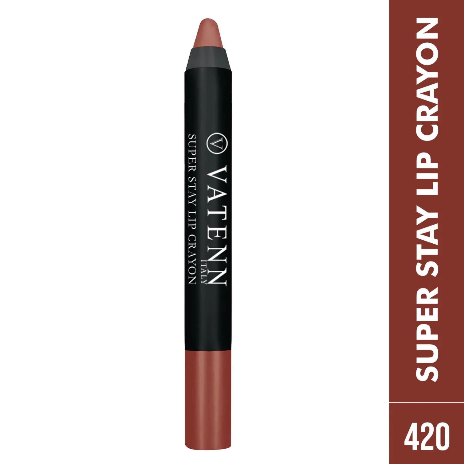 Vatenn Italy Super Stay Lip Crayon Lipstick 420 – 18H Long-Lasting Waterproof Matte, Non-Drying Creamy Finish with Vitamin E & Honey Nectar - Damoo