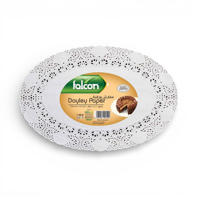 Falcon Oval Doyley Paper Serving Mats – Decorative Lace Food Presentation Paper, Grease-Absorbing & Food-Safe, Ideal for Cakes, Pastries & Catering ( Pack of 250) - Damoo