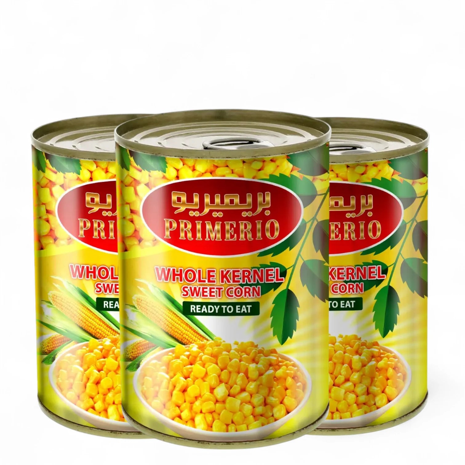 Primerio Whole Kernel Sweet Corn – 3 Cans x 400g – Ready-to-Eat Golden Sweet Corn, Value Pack for Cooking, Salads & More - Damoo