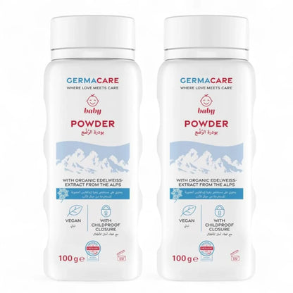 Germacare Talc-Free Baby Powder – 2 x 100g | With Organic Edelweiss Extract | Gentle Skin Protection for Babies | Hypoallergenic Formula - Damoo