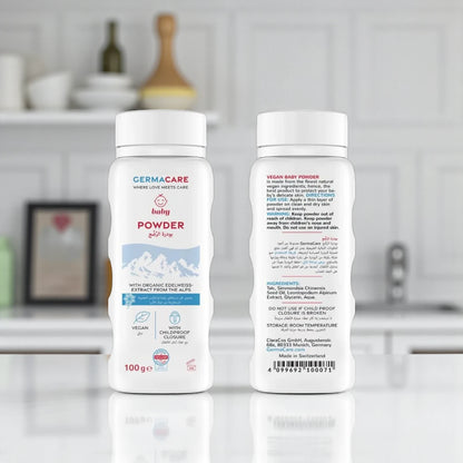 Germacare Talc-Free Baby Powder – 2 x 100g | With Organic Edelweiss Extract | Gentle Skin Protection for Babies | Hypoallergenic Formula - Damoo