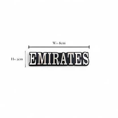 EMIRATES 3D Car Sticker Emblem – Silver Metallic Car Badge Logo with Strong Adhesive Back | H(2cm) x W(8cm) - Damoo