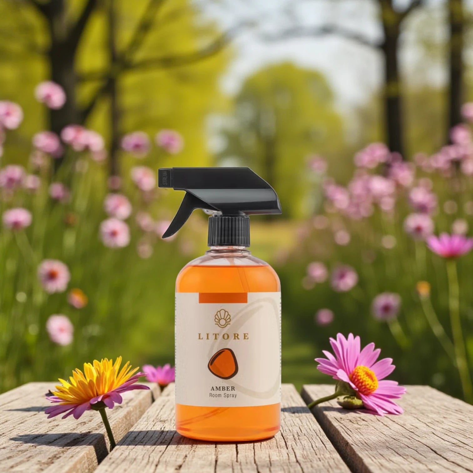 Litore Amber Home Spray 500ml – Luxurious Air Freshener for Home & Office | Eliminates Odors, Long-Lasting Amber Scent - Damoo