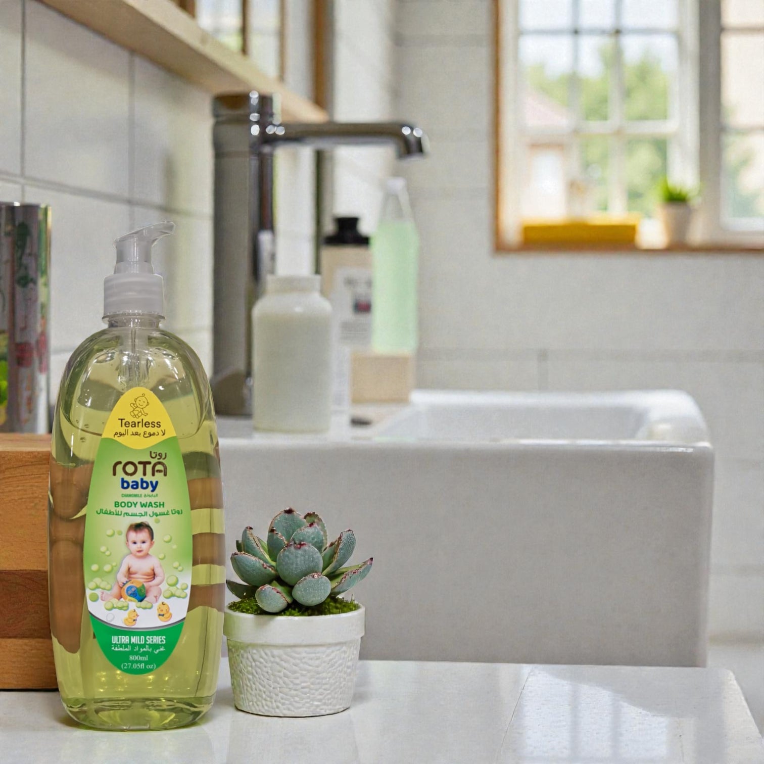 Rota Baby Tearless Body Wash Ultra Mild Series with Chamomile Extract – Gentle Cleansing for Delicate Baby Skin (800ml) - Damoo