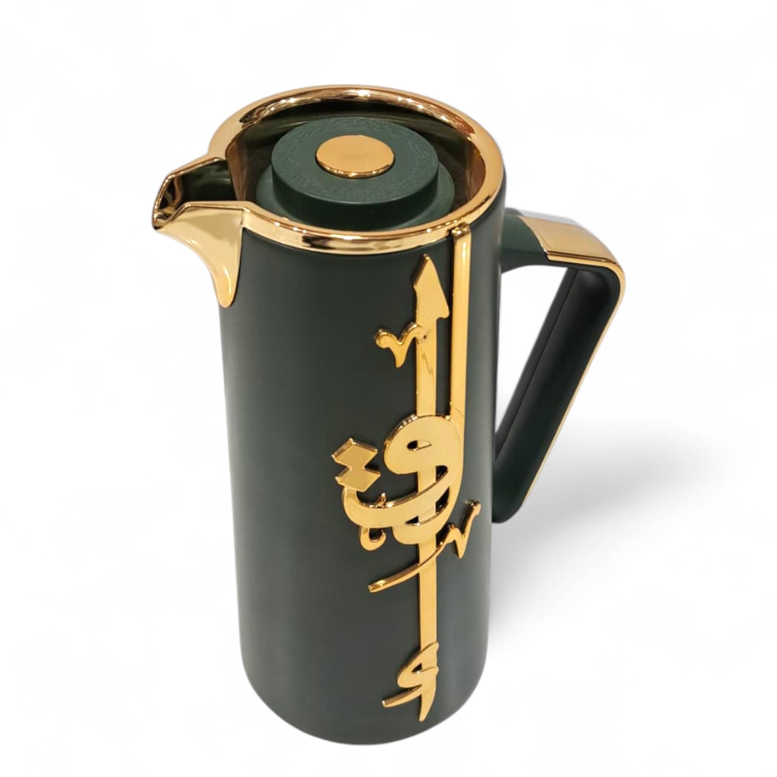 Otantik Home Arabic Calligraphy Thermos – Luxury Insulated Vacuum Jug for Arabic Coffee & Tea – Elegant 1L Flask with Metallic Handle - Damoo