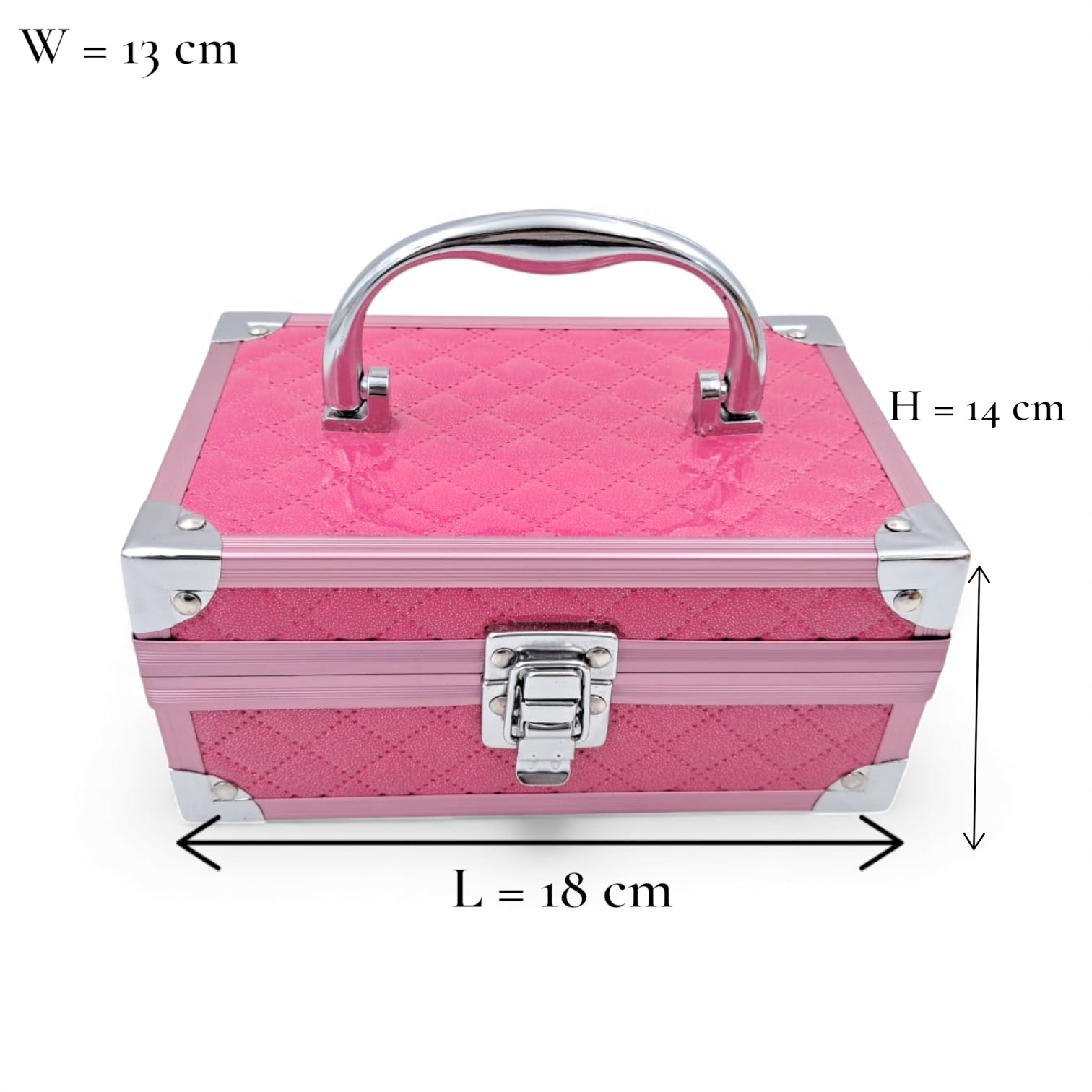 Premium Aluminum Jewelry Storage Box with Mirror & Removable Velvet Organizer – Compact Makeup & Accessories Case (H14cm x W13cm x L18cm) - Damoo