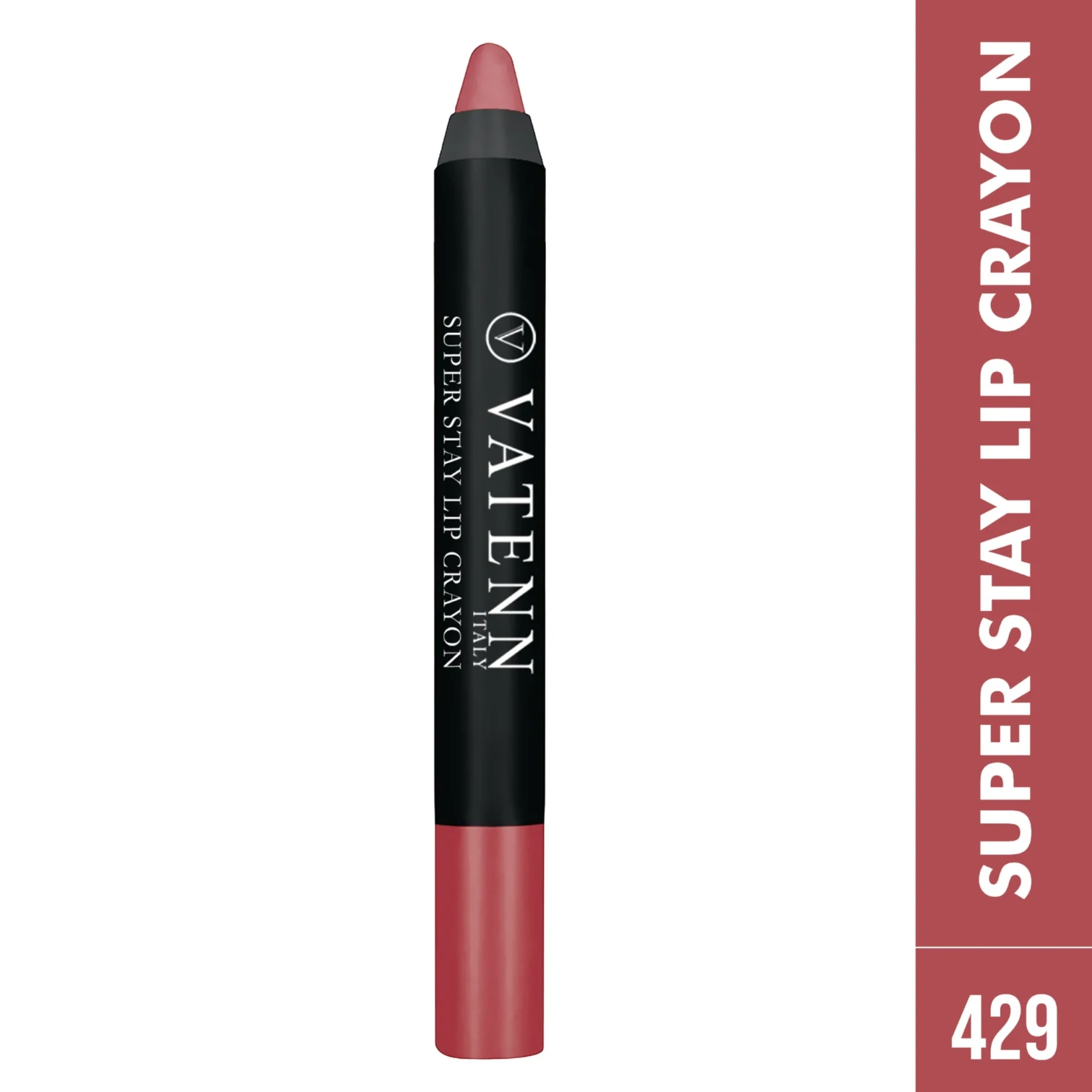 Vatenn Italy Super Stay Lip Crayon Lipstick – Shade 429 HOUSTAN, Waterproof 18Hr Wear, Hydrating Honey Nectar Formula, Non-Drying Matte Finish - Damoo