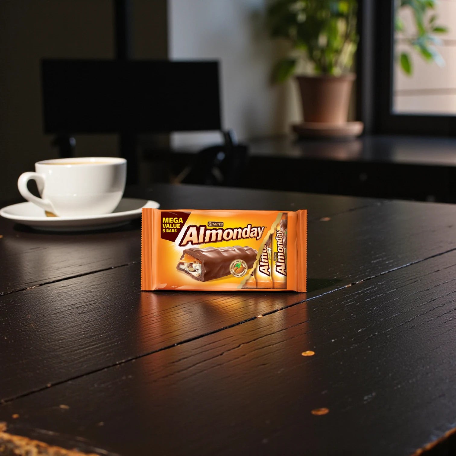 Quanta Almonday Milk Chocolate Bars with Caramel & Roasted Almonds – 5 x 42g | Indulgent Snack Bars with Crunchy Nuts and Creamy Caramel Filling - Damoo