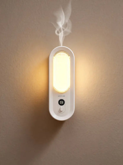 موزع العطور المثبت على الحائط GREEN LION AROMA LITE – سعة 55ML، ضبط الرذاذ بـ5 مستويات، إضاءة LED وشاشة رقمية، أبيض بمقبض أخضر