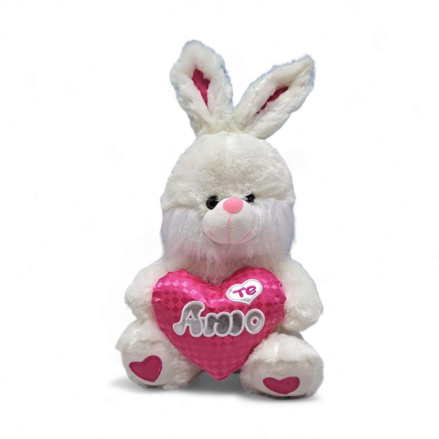 Easter Plush Bunny 54cm Pink & White | Soft Stuffed Rabbit with Colorful Bow | Cute Decorative & Huggable Toy Gift - Damoo