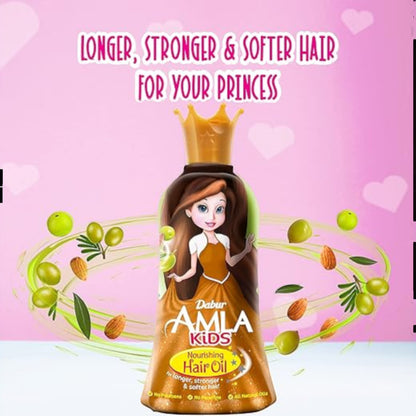 Dabur Amla Kids Nourishing Hair Oil for Long, Strong & Soft Hair with Amla, Almond & Olive Oils – 200ml - Damoo