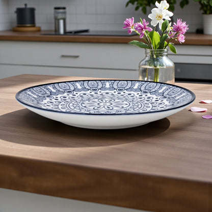 Che Brucia Ceramic Round Mandala Pattern Plate – 16cm Appetizer / Snack / Dessert Serving Plate – Heat Resistant, Dishwasher & Microwave Safe – Boho Tableware for Home & Restaurants