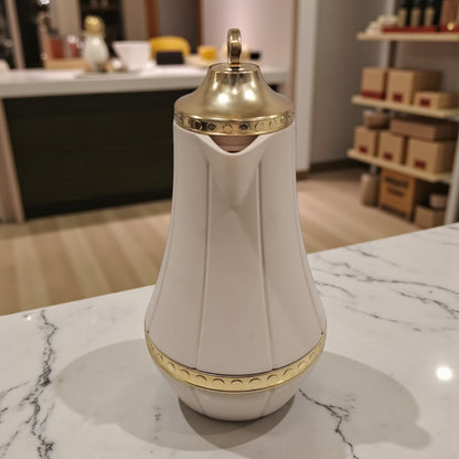 GERMAX Arabic Vacuum Flask 0.6L – Golden Lid | Premium PP Plastic Thermo Coffee & Tea Pot | Keeps Drinks Hot for 12 Hours & Cold for 24 Hours - Damoo