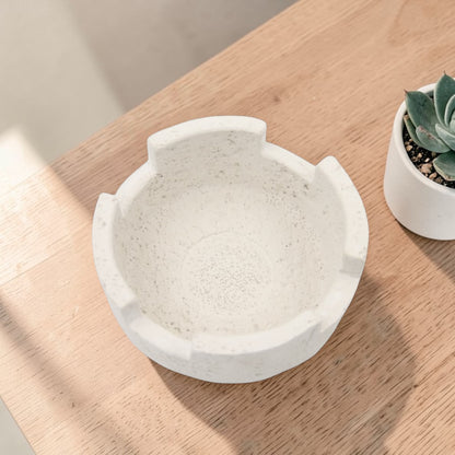 Luxury multi-hole stone design ashtray - neutral stone finish, heat resistant, for home, office and outdoor use (6cm height x 13cm width x 13cm length) - Damoo