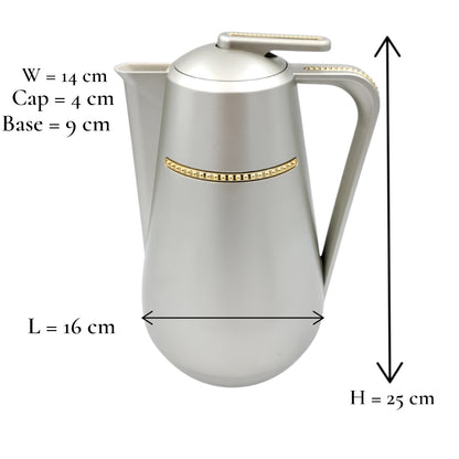 Parati Premium Double-Wall Insulated Tea & Coffee Flask – Rose Gold Vacuum Thermos Jug with Golden Handle Trim | Long-Lasting Heat Preservation | Leak-Proof Lid – 1L