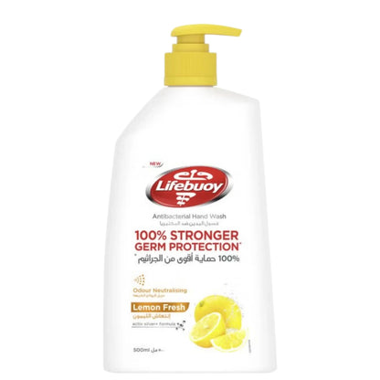 Lifebuoy Anti-Bacterial Hand Wash – Lemon Fresh 500ml with Activ Silver+ Formula – 12-Hour Citrus Freshness & 100% Stronger Germ Protection - Damoo