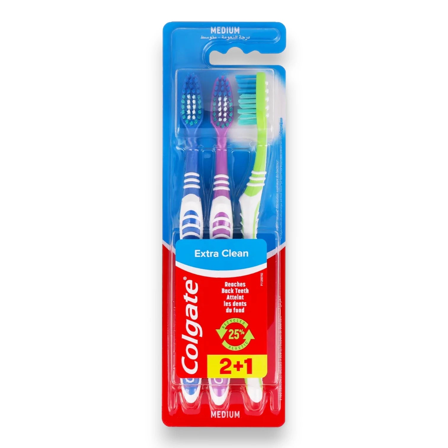Colgate Extra Clean Toothbrush 3 Pack | Medium Bristles | Effective Oral Care | Deep Cleaning | Multicolour - Damoo