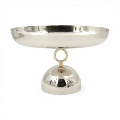 Damoo Oval Metal Serving Tray with Pedestal Base – Elegant Aluminum & Steel Display Stand for Desserts, Fruits & Table Serving (19H x 29.5L x 21W CM) - Damoo