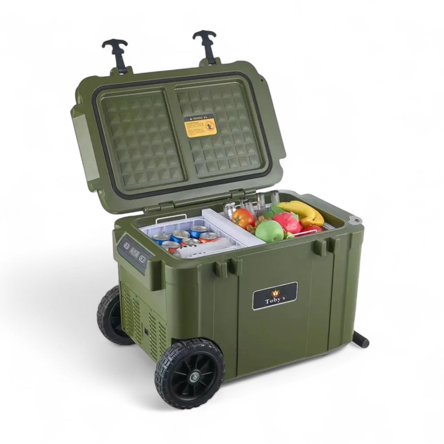 Toby's Portable Car Refrigerator 55L – Outdoor Camping Electric Cooler with Wheels, Fast Cooling, Dual Zone & 12V/24V Car & Home Use