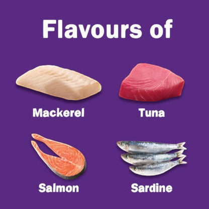 FRISKIES® Adult Surfin' Favourites Dry Cat Food – Mackerel, Tuna, Salmon & Sardine Flavours | Complete Balanced Nutrition | No Artificial Additives - Damoo