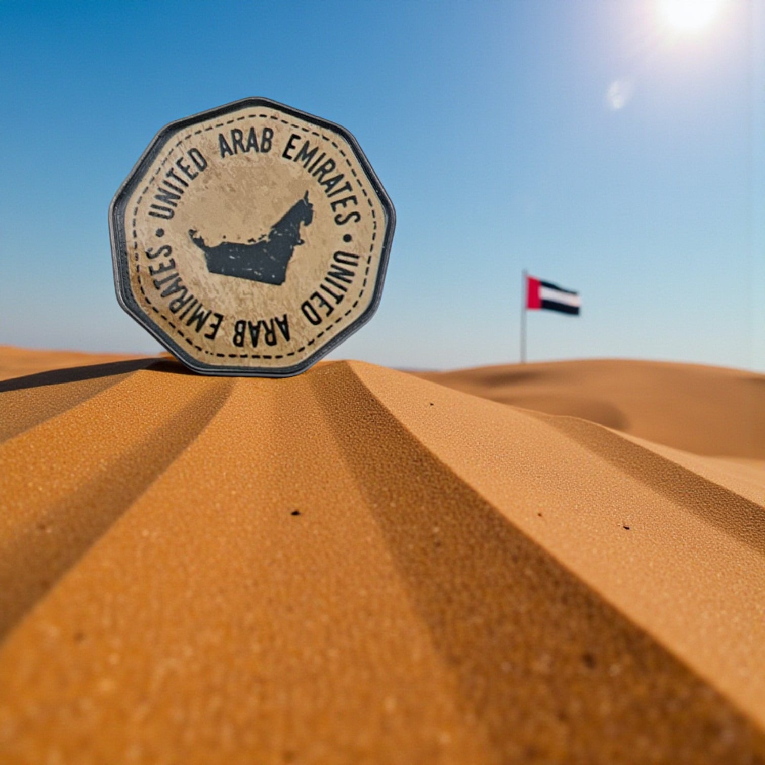 UAE Map Magnetic Pin Badge – Vintage Brown Enamel Lapel Pin | 2.5cm Commemorative UAE National Day Souvenir - Damoo