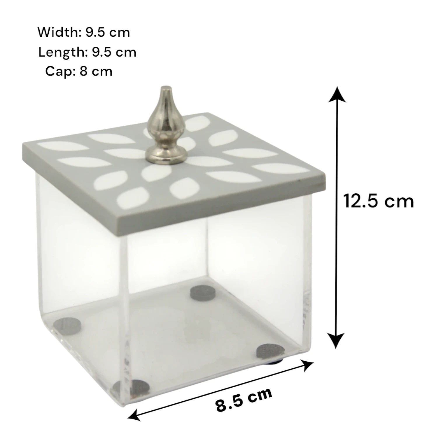 3-Piece Acrylic Home Décor Set – Decorative Tray with Unique Handles, Incense Burner (Madkhan) & Square Storage Box for Oud & Bakhoor - Damoo