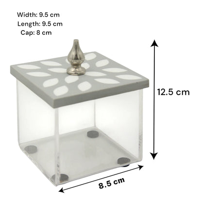 3-Piece Acrylic Home Décor Set – Decorative Tray with Unique Handles, Incense Burner (Madkhan) & Square Storage Box for Oud & Bakhoor - Damoo