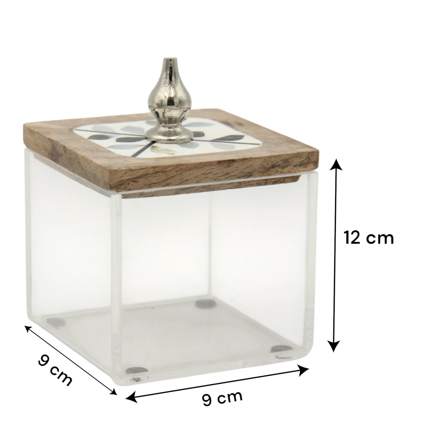 3-Piece Oud & Bakhoor Incense Set – Wooden Acrylic Tray with Floral Handles + Decorative Madkhan + Matching Storage Box - Damoo