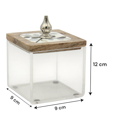 3-Piece Oud & Bakhoor Incense Set – Wooden Acrylic Tray with Floral Handles + Decorative Madkhan + Matching Storage Box - Damoo