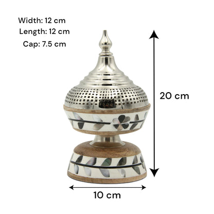 3-Piece Wooden Acrylic Incense Burner Set – Decorative Tray with Elegant Handles, Traditional Madkhan & Square Oud Storage Box | Home Décor Gift Set - Damoo