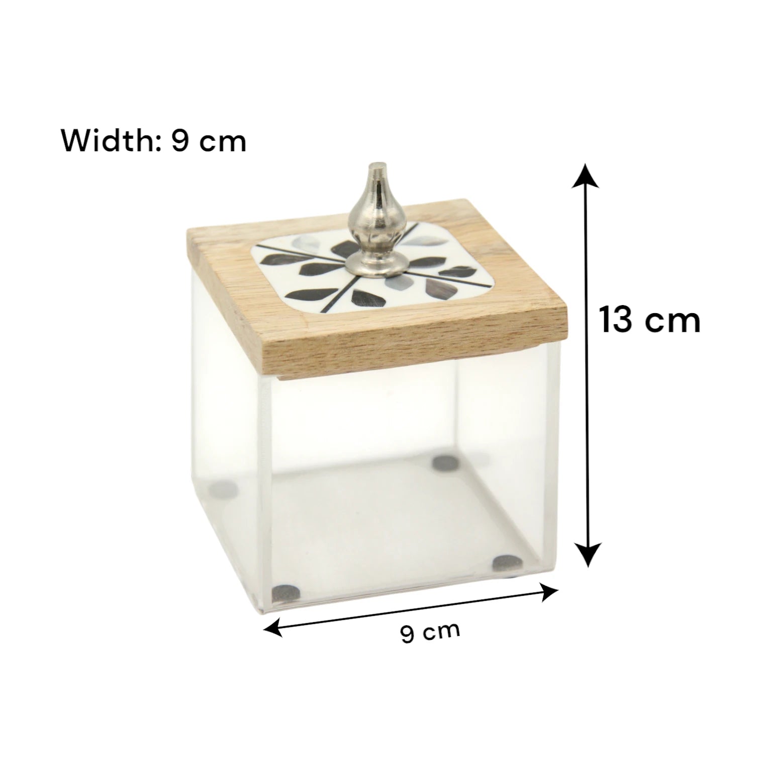 3-Piece Wooden Acrylic Incense Burner Set – Decorative Tray with Elegant Handles, Traditional Madkhan & Square Oud Storage Box | Home Décor Gift Set - Damoo