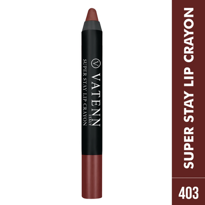 Vatenn Italy Super Stay Lip Crayon Lipstick 403 Sasha | 18Hr Matte Finish, Waterproof, Smudge-Proof, Non-Drying Long Lasting Lip Color - Damoo